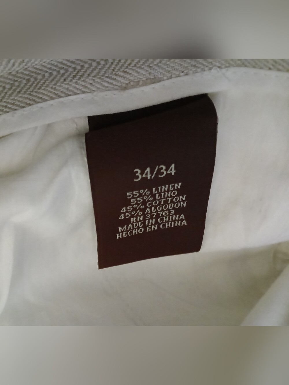 New 34x34 Perry Ellis Beige Dress Pants Tailored Flat-Front Straight Slacks - Picture 6 of 6